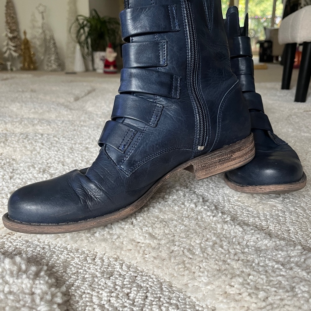 MizMooz Navy Leather Boots